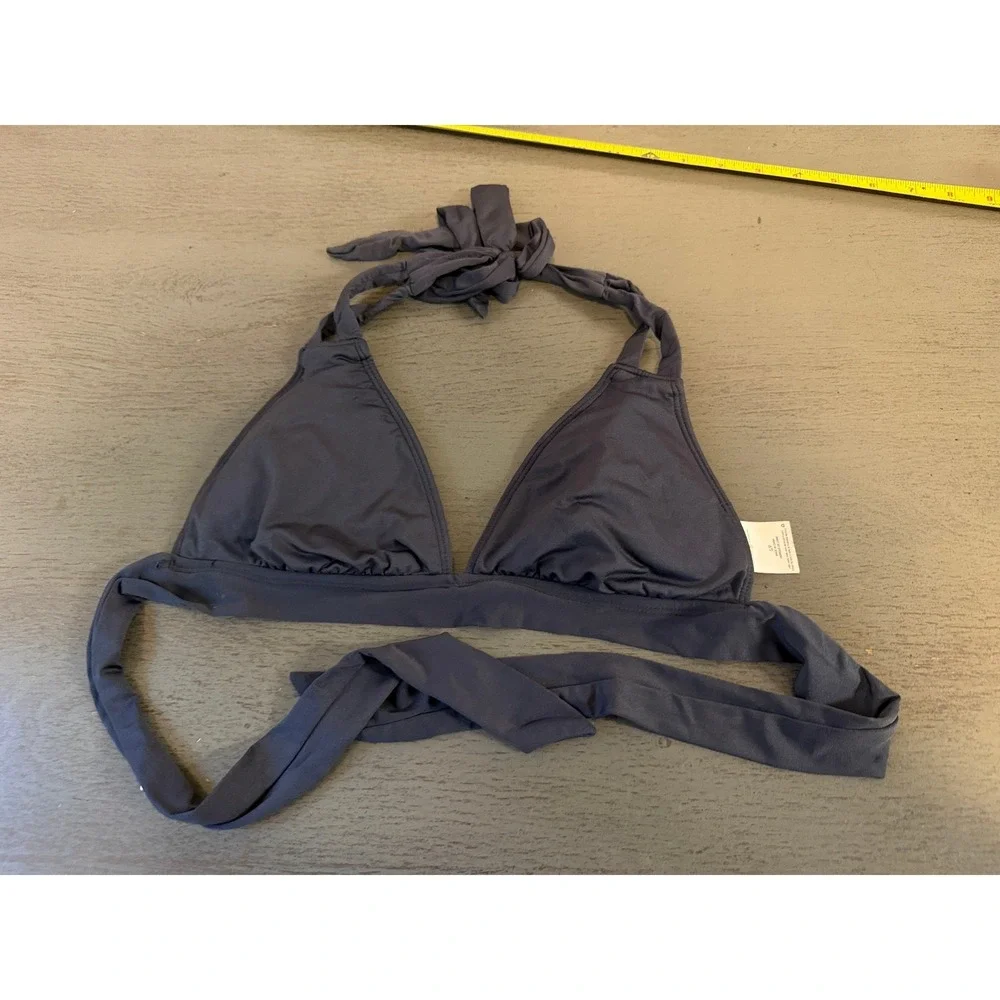 Mossimo gray Blue Halter Triangle Bikini Top Size Small Solid Swimwear